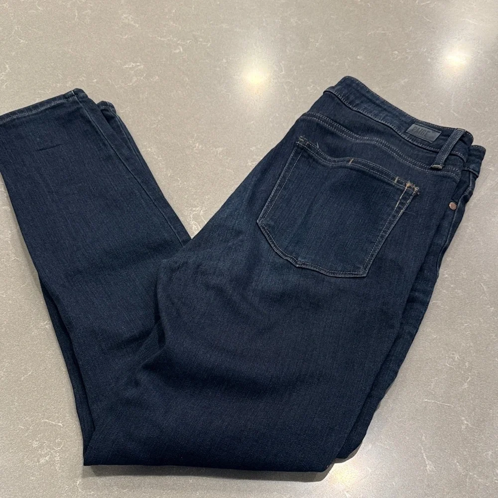 PAIGE Dark Indigo Cropped Ankle Jeans